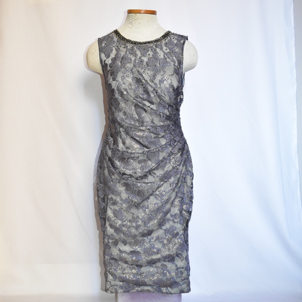 Aidan Mattox metallic lilac cocktail dress sz 10